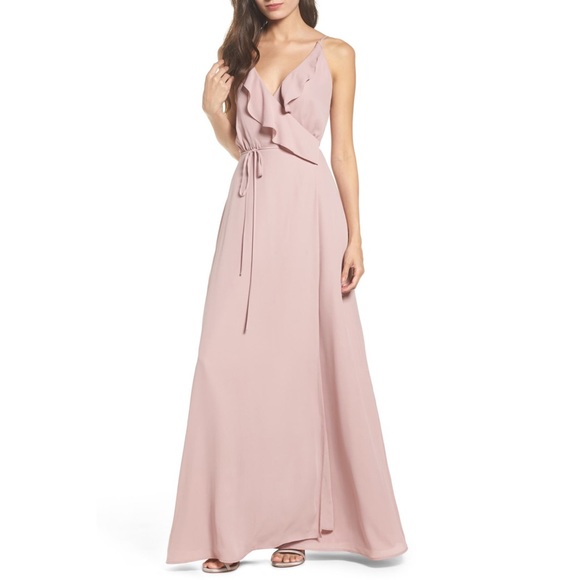 jamie ruffle wrap gown